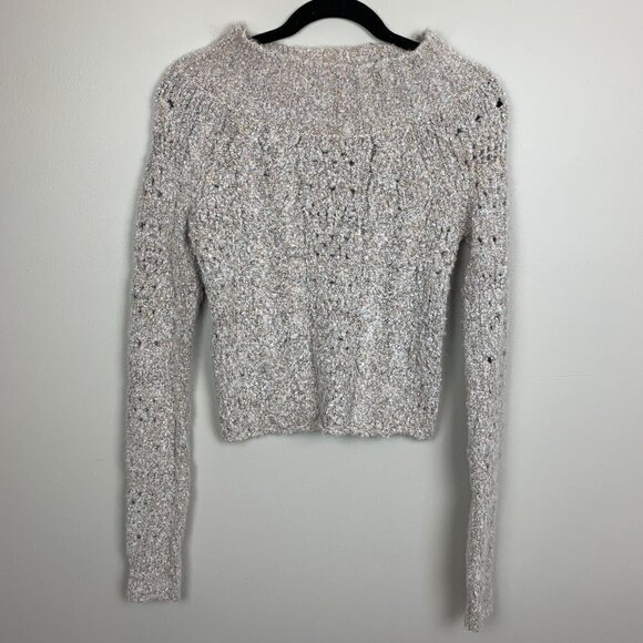 Free People Women's Knobby Sweater Size XS Cream Cropped Oversized Boat Neck - Picture 1 of 6